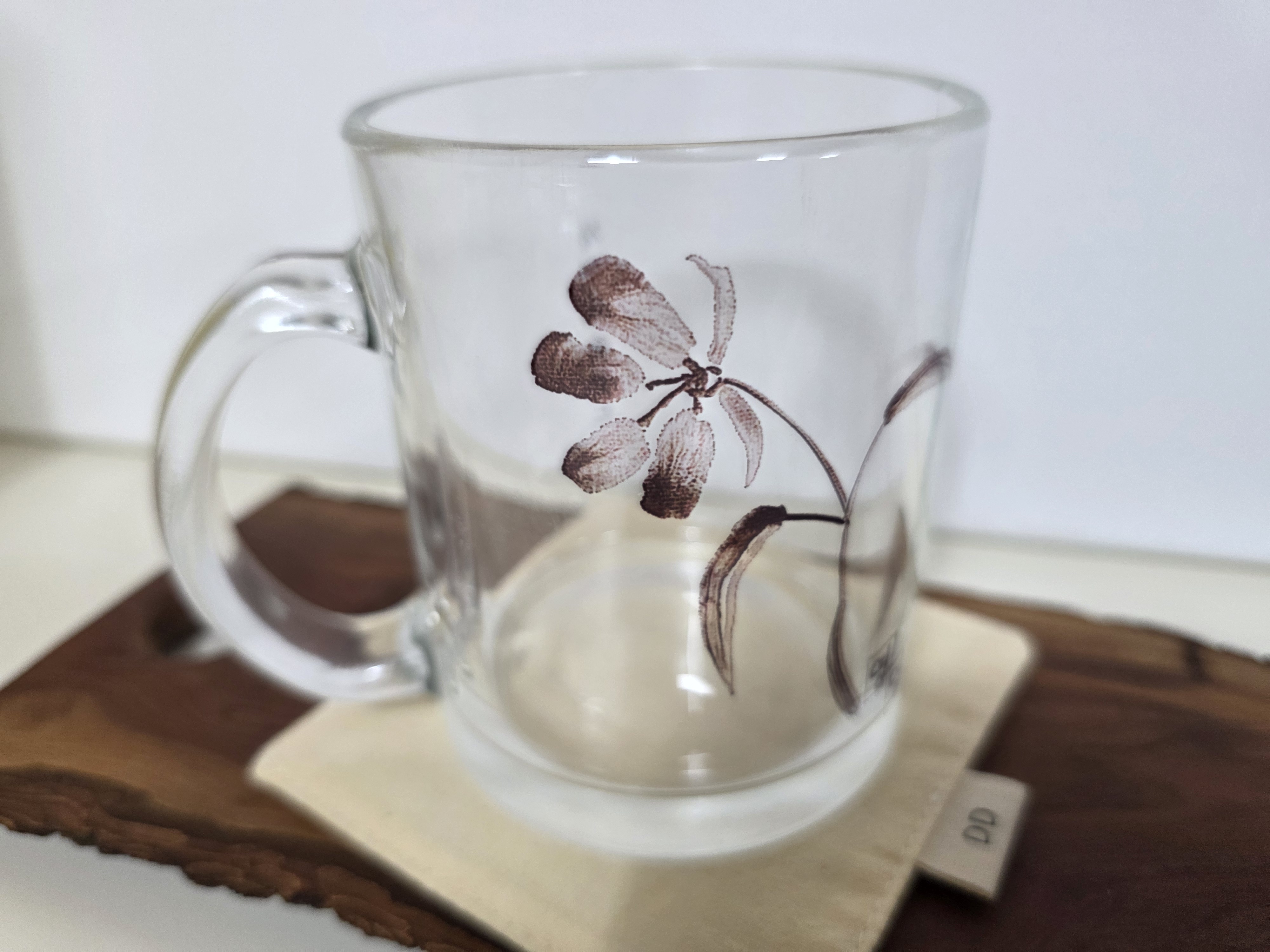 꽃잎 가지 — 유리컵 승화전사